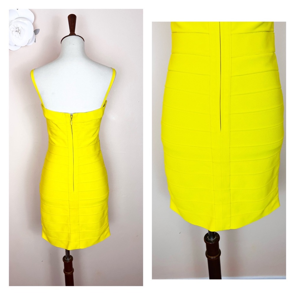 HERVE LEGER Stretchy Bandage Mini Dress in Yellow - Picture 8 of 11